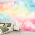 thumbnail image 2 of Peel and Stick Wallpaper Canvas Rainbow ombre abstract colorful watercolor Modern Art Wall Mural Decor Self Adhesive and Removable 69in x 98in, 2 of 6