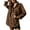 Brown, variant on Women's Denim Jacket V Neck Design Long Sleeve Casual Stylish Outerwear for Daily Comfort L Size Brown