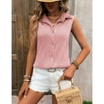 thumbnail image 5 of Cogild Sleeveless Button-Up Blouses for Womens V Neck Cardigans for Womens Summer Outfits, 5 of 7