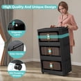 thumbnail image 5 of Black,19.69" Side Wide Folding Storage Cabinet ,3 Tiers,19.69"×11.81"×31.10",Collapsible Storage Bins with Magnetic Door, Plastic Storage Cabinet with Wheels, 5 of 7