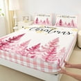 thumbnail image 3 of Manfei Girls Merry Christmas Twin Sheet Sets, Dreamy Xmas Tree Twin Fitted Sheet, Cute Pink Buffalo Plaid Flat Sheet, Microfiber Bedroom Decor 3-Piece, 3 of 7