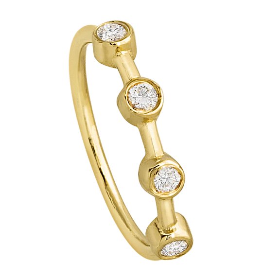 Solid 20G 14Kt Yellow Gold Bezel Set 4-Stone Moissanite Nose Ring - Ear Cartilage Ring - April Birthstone Nose Hoop - 4BZ12MNTYG