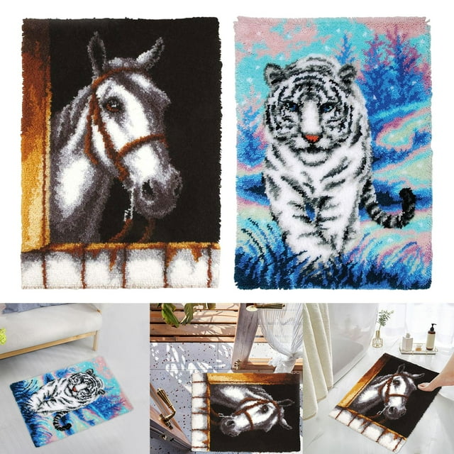 Juego de 2 juegos de agujas de lengüeta para adultos, costura para alfombras DIY, decoración del hogar, juegos de fabricación de alfombras DIY con pes Hugo Kits de ganchos para alfombras