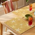 thumbnail image 4 of Vintage Ginger Yellow Starfish Placemats Set of 4 Summer Coastal Beach Marine Place Mats Indoor Wipeable Table Mats Washable Cloth Dining Table Placemats for Kitchen Holiday Party Decor 13x19 Inch, 4 of 9