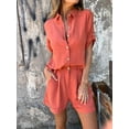 thumbnail image 3 of EASYBRAUS Women Cotton Linen Shorts Set Summer 2025 Casual 2 Piece Outfit Half Sleeve Top S-5XL, 3 of 7