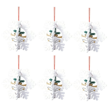 

6pcs Snow Wooden Pendants Tree Bell Accessories Christmas Hanging Ornament Door
