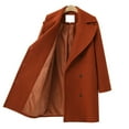thumbnail image 4 of HNMKIU Women's Winter Blend Mid Long Coat with Notch Lapel Double Jacket Classic Long Coat Women for Fashion Outerwear Red,S, 4 of 8