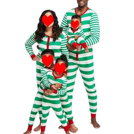 SANNEDONG Family Matching Christmas Onesies Pajamas One Piece Striped Sleepwear for Adult Kids Baby