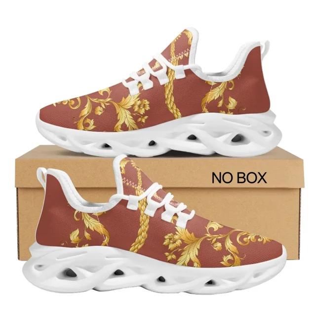 Zapatos de mujer, zapatillas de lujo con diseño floral dorado, con cordones, planos para caminar, , nuevos zapatos de moda, envío directo
