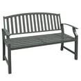 thumbnail image 2 of Outsunny 46" Outdoor Garden Bench, Metal Bench, Steel Slatted Frame Furniture for Patio, Park, Porch, Lawn, Yard, Deck, Gray, 2 of 9