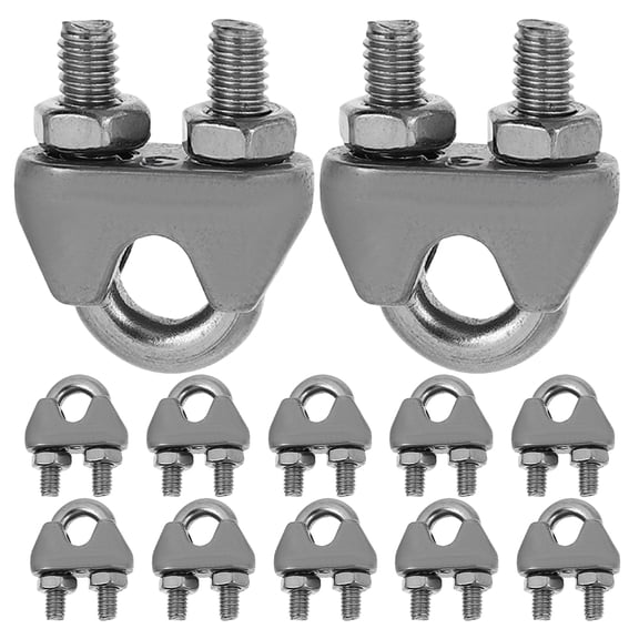 jojofuny Wire Rope U Clip, Stainless Steel, Silver, for Wire Rope Fastening, Durable, 12Pcs