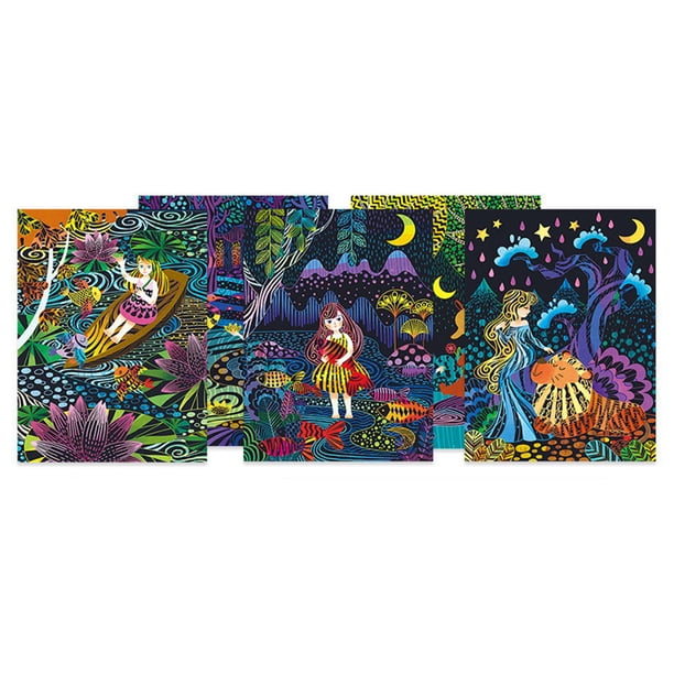 Rainbow Scratch Kit Story Theme Rainbow Scratch Sheet Para Niños Diy matsuzay FN003206-02