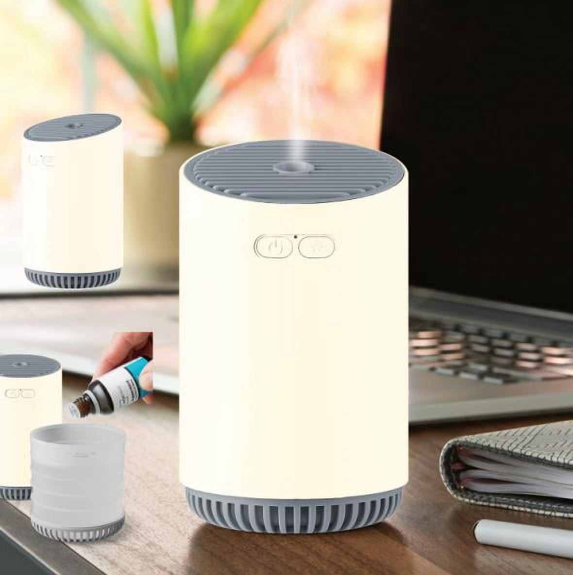 Mainstays Brand Rechargeable Cool Mist Travel Humidifier 320 ml with 7-Color LED Lights,MHD-02VD,Vanilla Dream