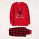 thumbnail image 2 of Conjunto de pijama polar de manga larga a juego para toda la familia con ciervos navideños y letras bordadas en rojo (resistente al fuego), 2 of 5