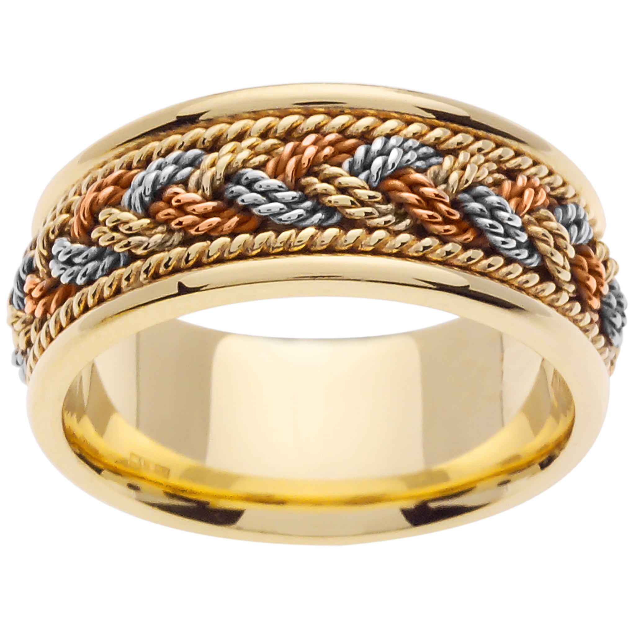 Wedding Rings Depot 18K Tri Color Gold African Braid