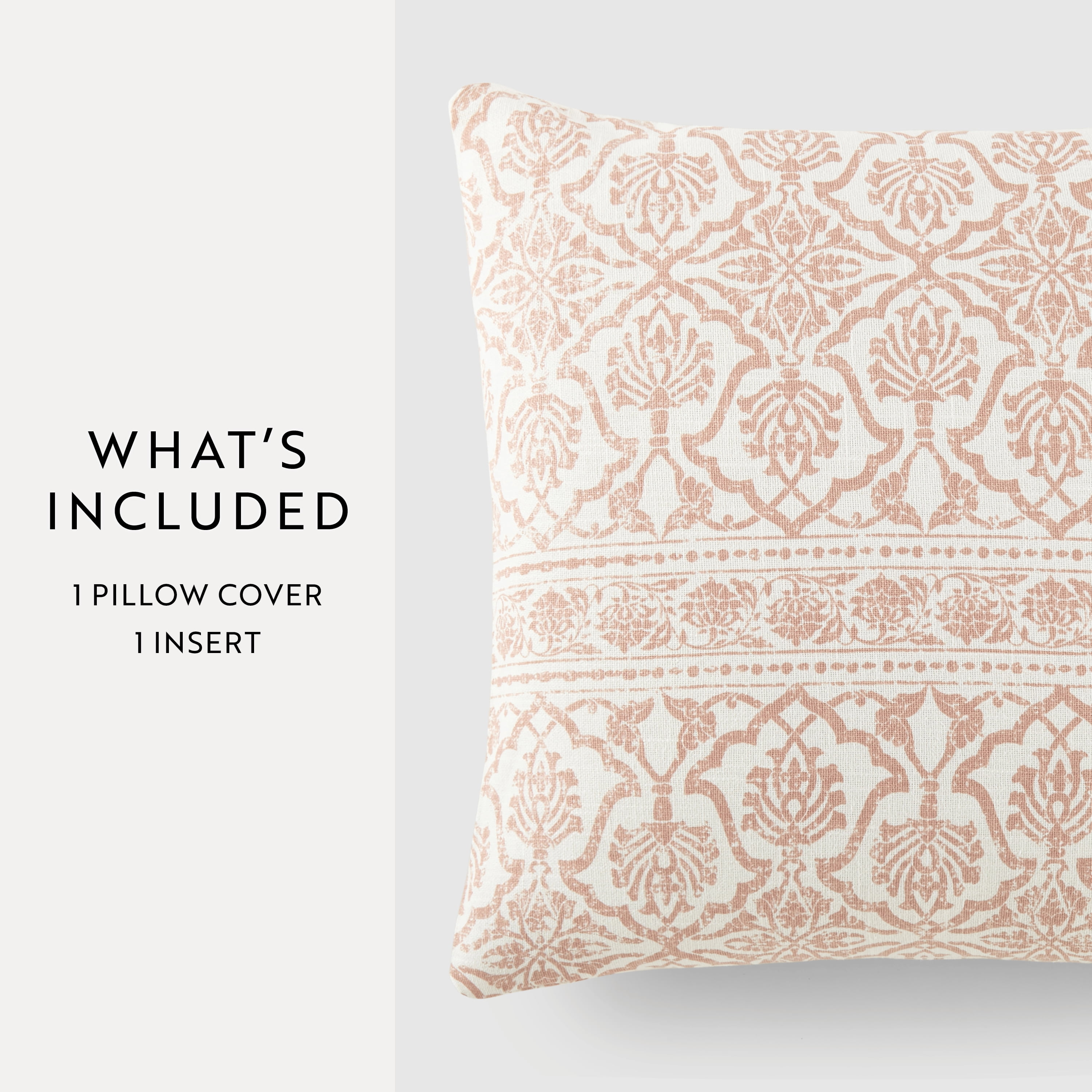 Noble Linens Elegant Cotton Decor Throw Pillow in Rose Antique Floral Pattern