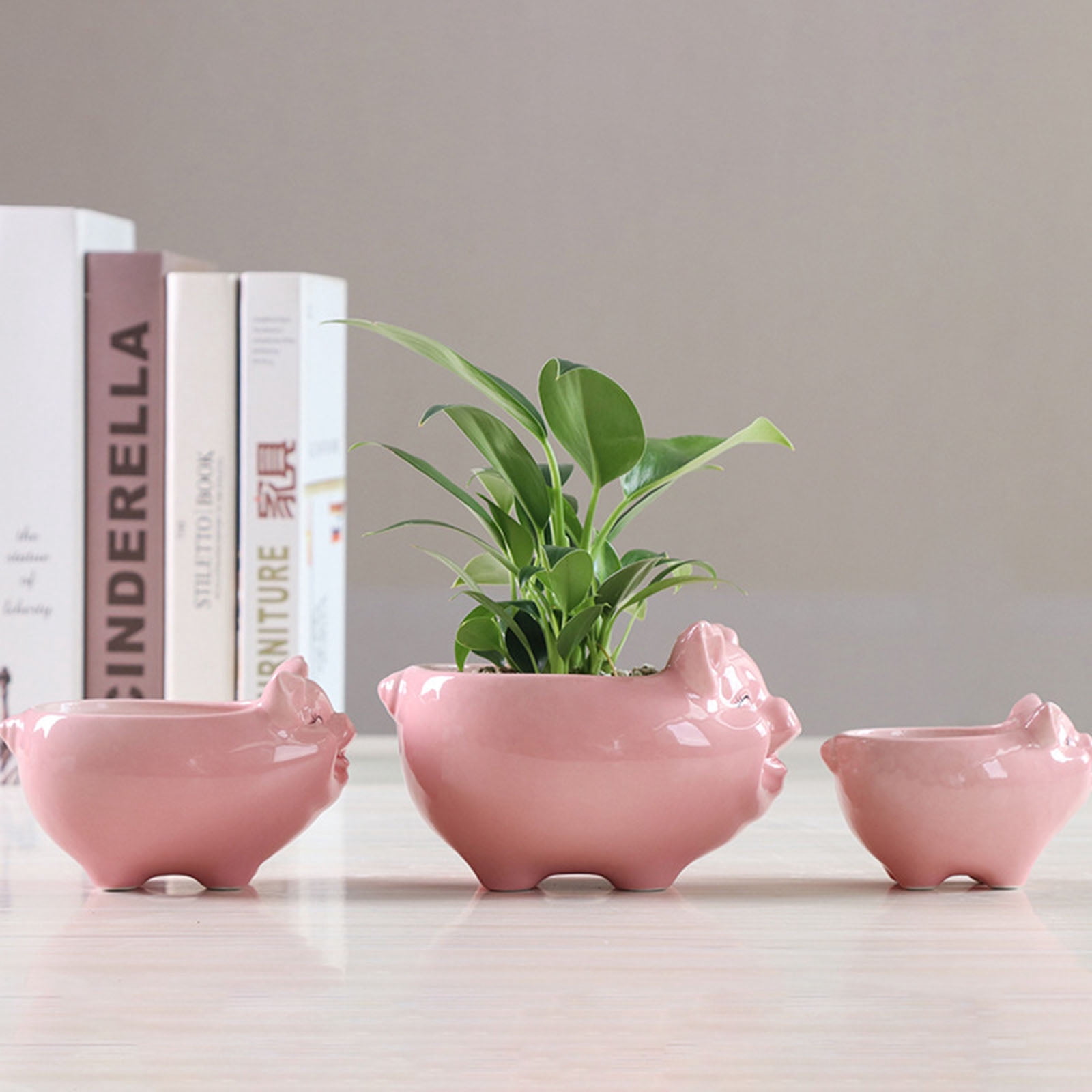 Nordic Style Ceramic Flower Pot Cartoon Animal Pig Succulent Bonsai Potted Planter for Indoor Outdoor Garden Yard Decor
