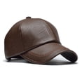 thumbnail image 2 of H-igh Qu-ality Leather Cap For Men Solid Winter Pu Leather Baseball Caps Brand Fitted Hats Warm And Suitable For Outdoor Travel ,Classic Design, 2 of 4