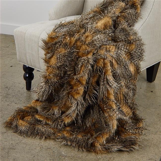 Porcupine Mocha Faux Fur Luxury Throw Blanket, Brown ...