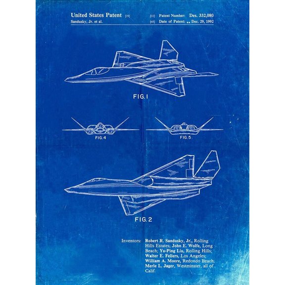 PP972-Faded Blueprint Northrop F-23 Fighter Stealth Plane Patent Poster Print - Cole Borders (18 x 24)