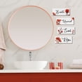 thumbnail image 5 of CELIVESGG Set of 4 Bathroom Flower Wall Decor,Rustic Farmhouse Bathroom Flower Sign for Home Restroom, 10 x 4 x 0.2 inches (Red), 5 of 10