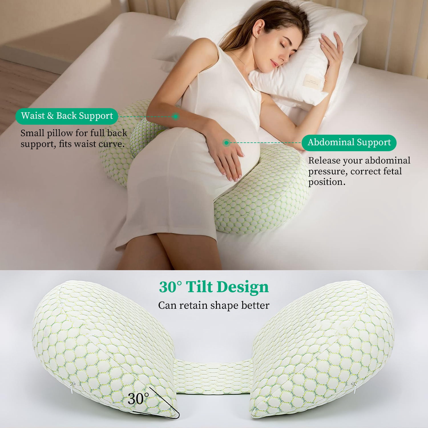 Moclever Pregnancy Pillows, 3.15-7.1in Adjustable Support Maternity Pillow Soft Side Sleeper Wedge Pillows with Detachable Pillow Cover