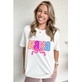 thumbnail image 5 of Women's White MAMA Checkered Bow Knot Graphic Crewneck T-Shirt | [ZhiHiMeRi] | (US 20-22)2XL, 5 of 8