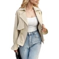 thumbnail image 2 of Abrigo Trench de Larga con Cuello de Solapa para Mujer, Abierto por Delante y Fruncido, Ideal para la Oficina Caqui L, 2 of 7