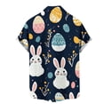 thumbnail image 4 of Gamivast Mens Shirts Casual Stylish Happy Easter Bunny Print Short Sleeve Shirts Lapel Vacation Shirts Button Down Floral Summer Shirts Holiday Beach Trip, 4 of 5
