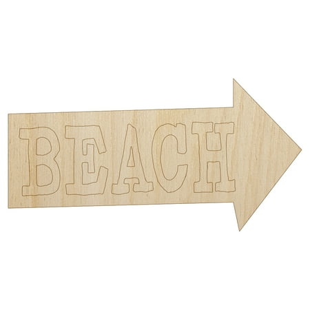 Beach Arrow Fun Text Wood Shape Unfinished Piece Cutout Craft DIY Projects - 6.25 Inch Size - 1/8 Inch Thick