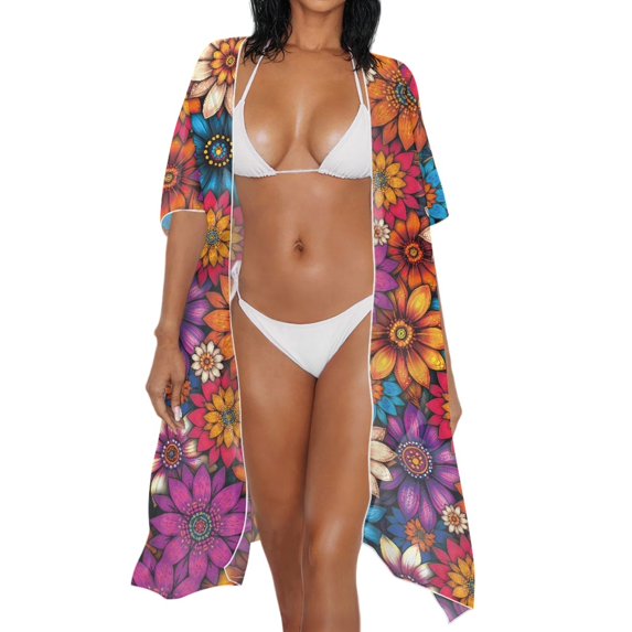 HELLHERO High Quality Fabrics Bathing Suit Cover Up for Summer Lightweight Stylish Bohemian Blossoms