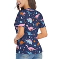 thumbnail image 3 of Vsdgher Dinosaur Women Shirts V Neck Short Sleeve Tops T-Shirt Basic Tees, S to 3XLMedium, 3 of 5