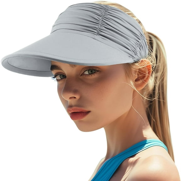 Women's Sun Visor Hat Wide Brim Summer UPF 50 UV Protection Visor Hat Adjustable Beach Sport Visor Cap