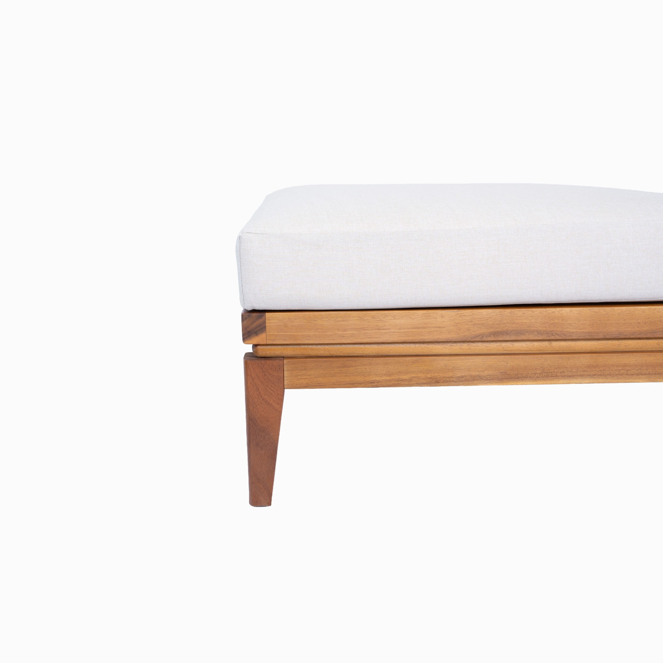 Christopher Knight Home 27.56" Acacia Wood Outdoor Ottoman with Water Repellent Cushion, Teak+Beige