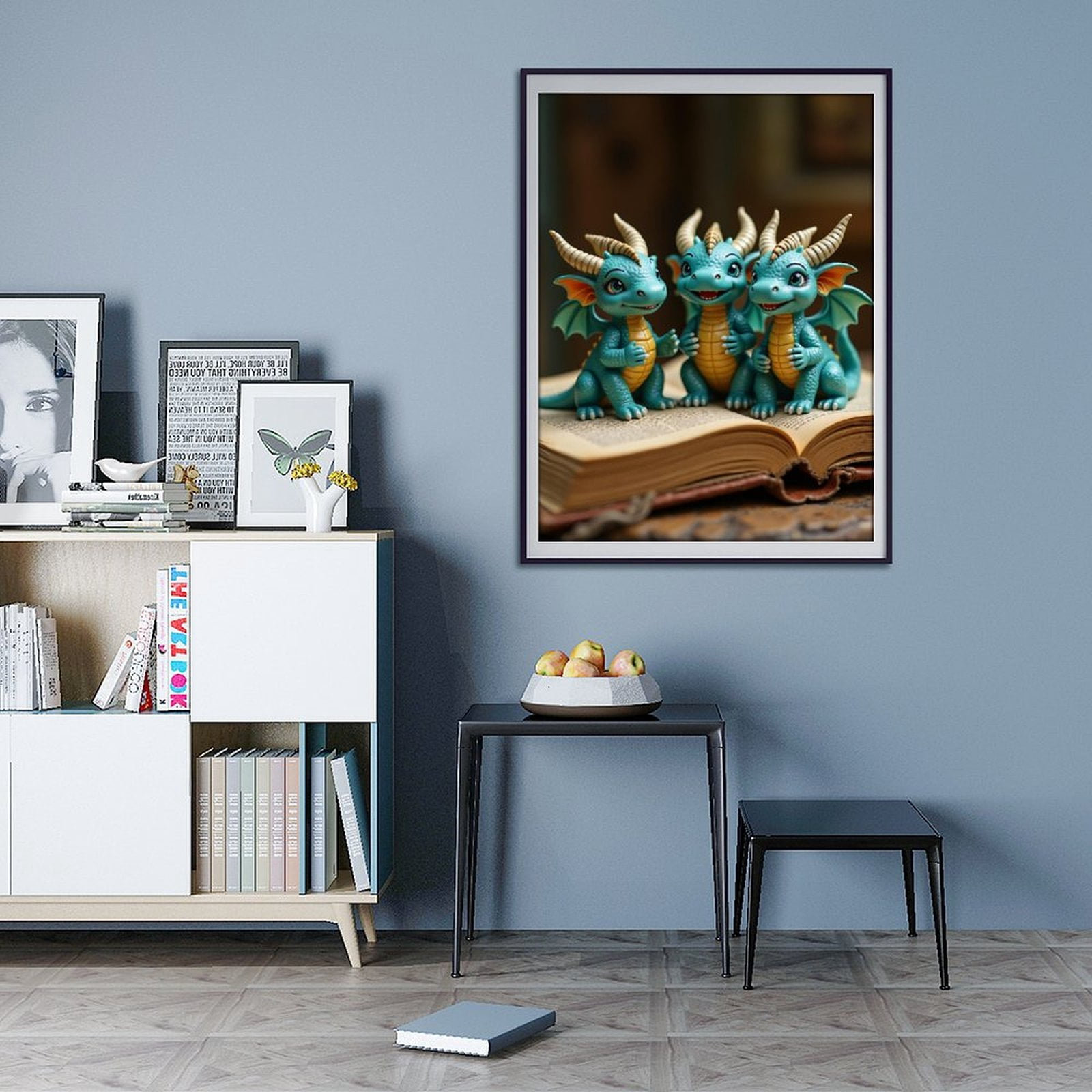 Diamond Art Kit for Adults, Miniature Blue Dragons Scene Diamond Painting for Adults Beginners, DIY Diamond Art Painting Kits, 5D Diamond Painting Crafts for Home Decor 12x16 Frameless