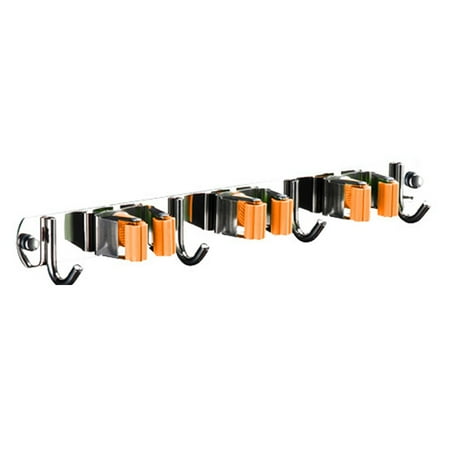 

CALIDAKA Garage Bathroom Accessories Wall Mounted Stainless Steel 4 Hooks Broom Holder