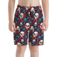 thumbnail image 2 of Cauagu Skull red flower blue Print Swim Trunks for Men,Youth Boys Swim Shorts Compression Liner Beach Shorts Boys' Swimming Shorts 7-20 Years Bathing Suit-Medium, 2 of 7