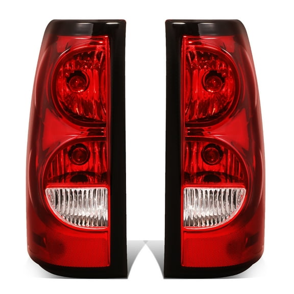 DNA Motoring TL-ZTL-003-RD For 2003 to 2007 Chevy Silverado Pair OE Style Tail Lights Rear Brake Lamps with Wiring Harness Red Lens