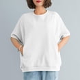 thumbnail image 2 of LNZGNM Sweatshirts for Women Short Sleeve Crew Neck Oversized Pullover Everyday Simple Top Daily Summer Casual,White(XXXL), 2 of 7