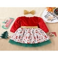 thumbnail image 2 of Robe de Noël Décontractée pour Filles Manches Longues Col Rond Imprimé Dessin Animé Robe Trapèze avec Bandeau, 2 of 9