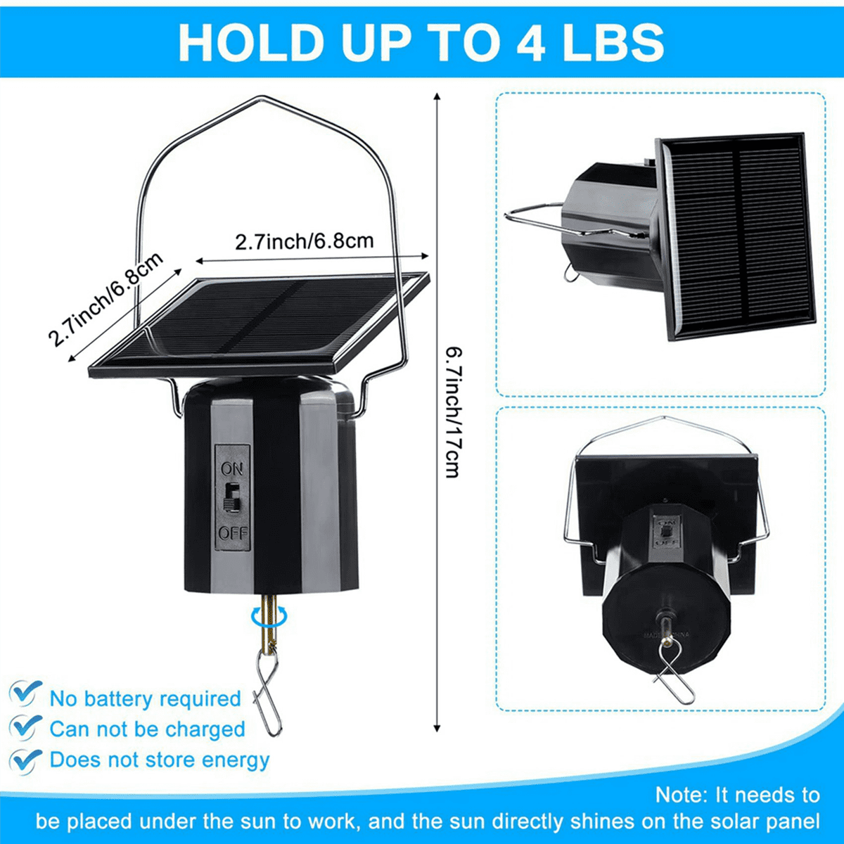 8Pcs Solar Powered Wind Spinner Motor Solar  Hanging Rotating Motor Revolving Wind Chime Spinner Motor for Display