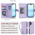 thumbnail image 5 of Wallet Case for iPhone 16, RFID Blocking Flip Cover with 7 Card Slots, Cash Compartment, Magnetic Closure, and Hands-Free Stand, Slim Protective Phone Case with Wrist Strap,Lightpurple, 5 of 6