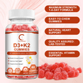 thumbnail image 2 of Vitamin D3 K2 Gummies Easy to Chew for Heart, Bone & Immune Support- 60 Ct by GPGP, 2 of 9