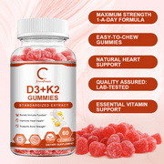 Vitamin D3 K2 Gummies Easy to Chew for Heart, Bone & Immune Support- 60 Ct by GPGP