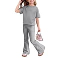 thumbnail image 7 of CCRFTGI Summer Outfits for Kids Girls Size 8 Casual Lounge 2 Piece Outfits Oversized T Shirts and Flare Pants High Waist Active Gym Clothing Sets Gray 12-13 Years, 7 of 7