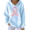 thumbnail image 2 of Nfurl Breast Cancer Awareness Shirts for Women Pink Ribbon Printed Long Sleeve Graphic Hoodies with Pockets Gifts for Breast Cancer Survivor Sky Blue,L, 2 of 5