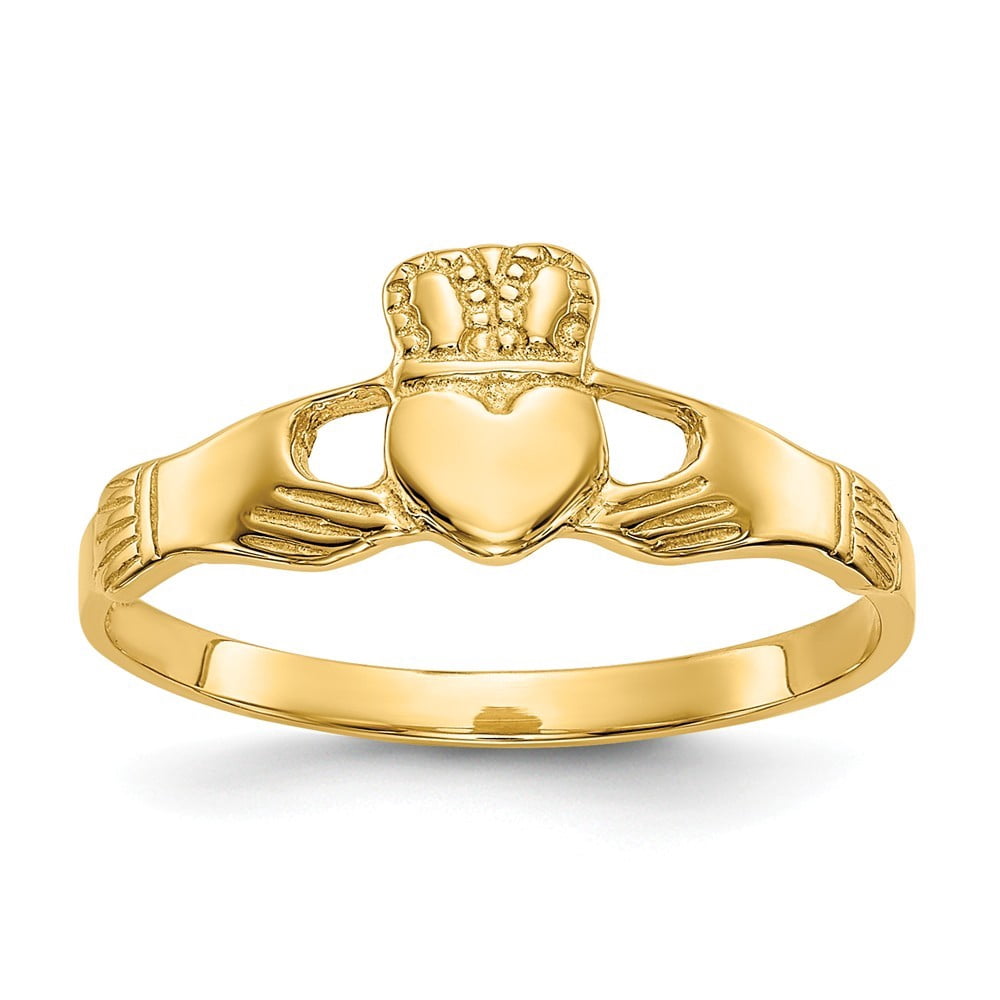 JewelryWeb - 14k Yellow Gold Polished Ladies Claddagh Ring - 1.5 Grams ...