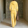 thumbnail image 4 of Szluipve 2 Piece Sets for Women Color Block 2 Piece Tracksuit Full Zip Drawstring Hoodie Side Stripe Elastic Waist Wide Leg Pants Set Casual Loose Matching Loungewear Outfit Yellow 2XL, 4 of 4