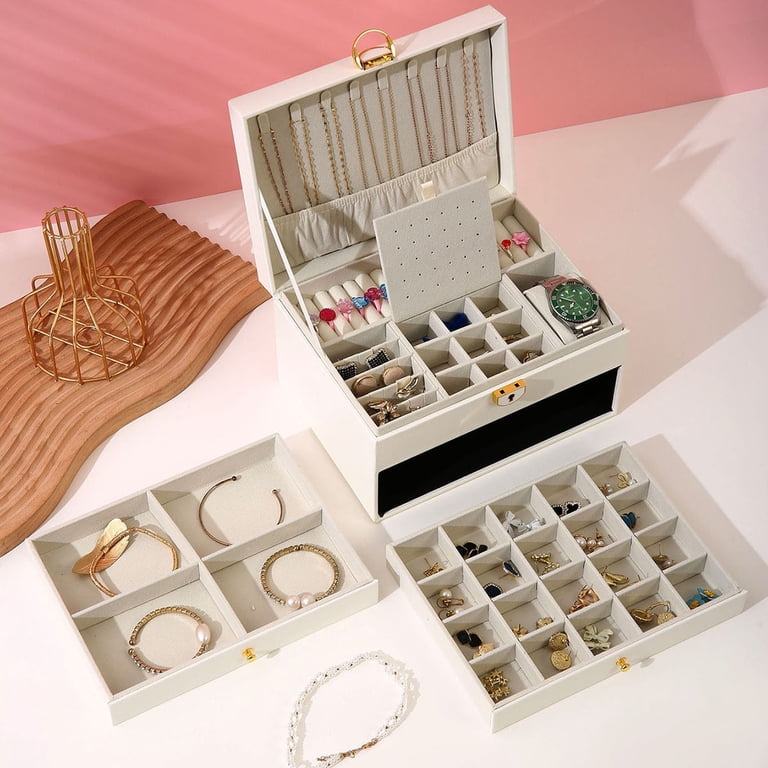 Bevtee 3-Layer Lockable PU Leather Jewelry Box photo 2