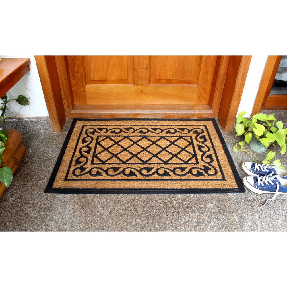 RugSmith Moulded Rubber Coir Honeysuckle Indoor and Outdoor Doormat, 24